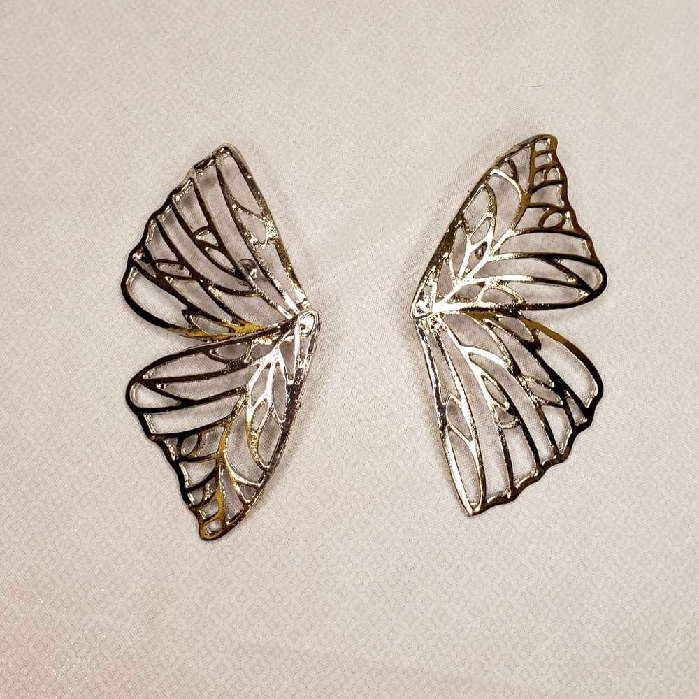 Silver Butterfly Wing Earrings